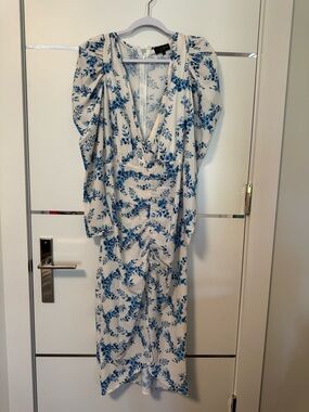 Blue Floral V-Neck Women’s Dress